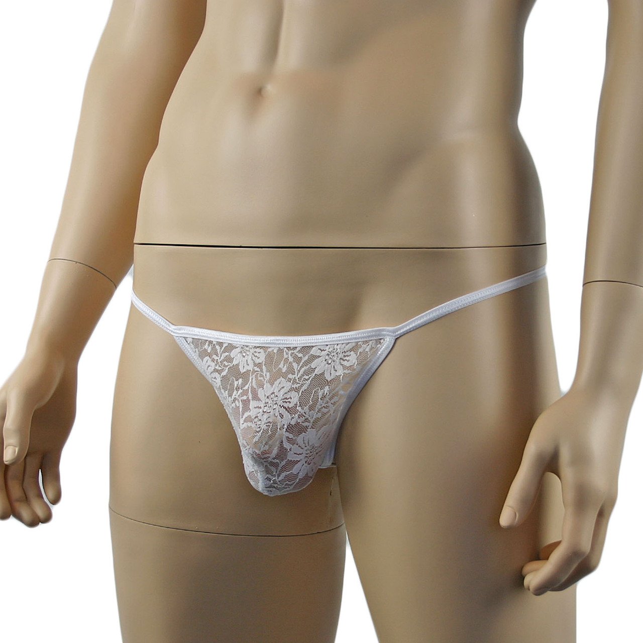 Mens Floral Lace Sheer G string (white plus other colours)