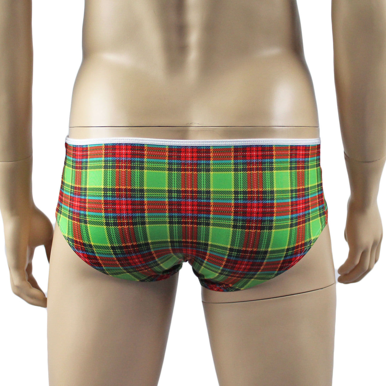 Mens Plaid Tartan Camisole Top & Boxer Brief Green and Red