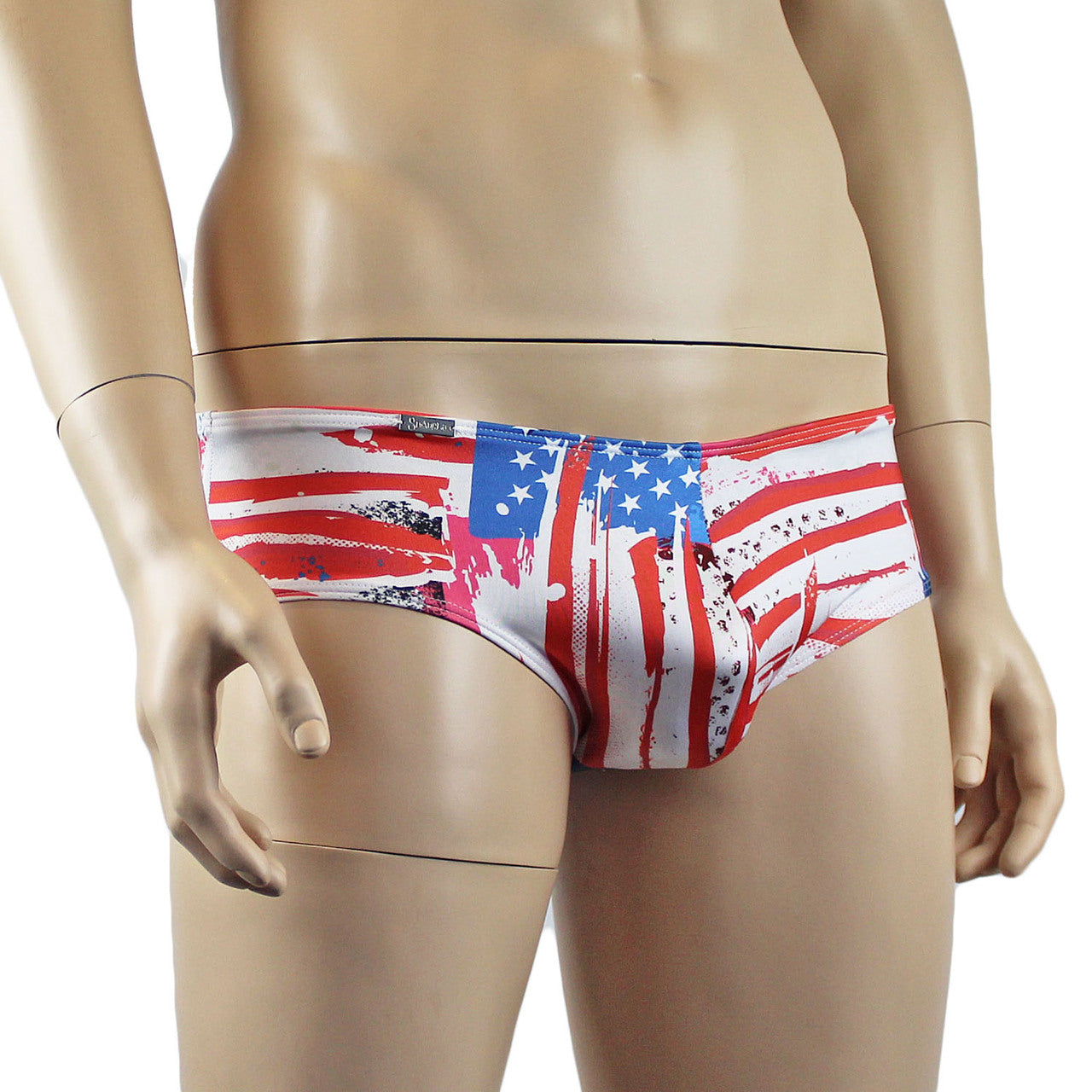 Mens US American Flag Mini Low Rise Boxer Brief Shorts