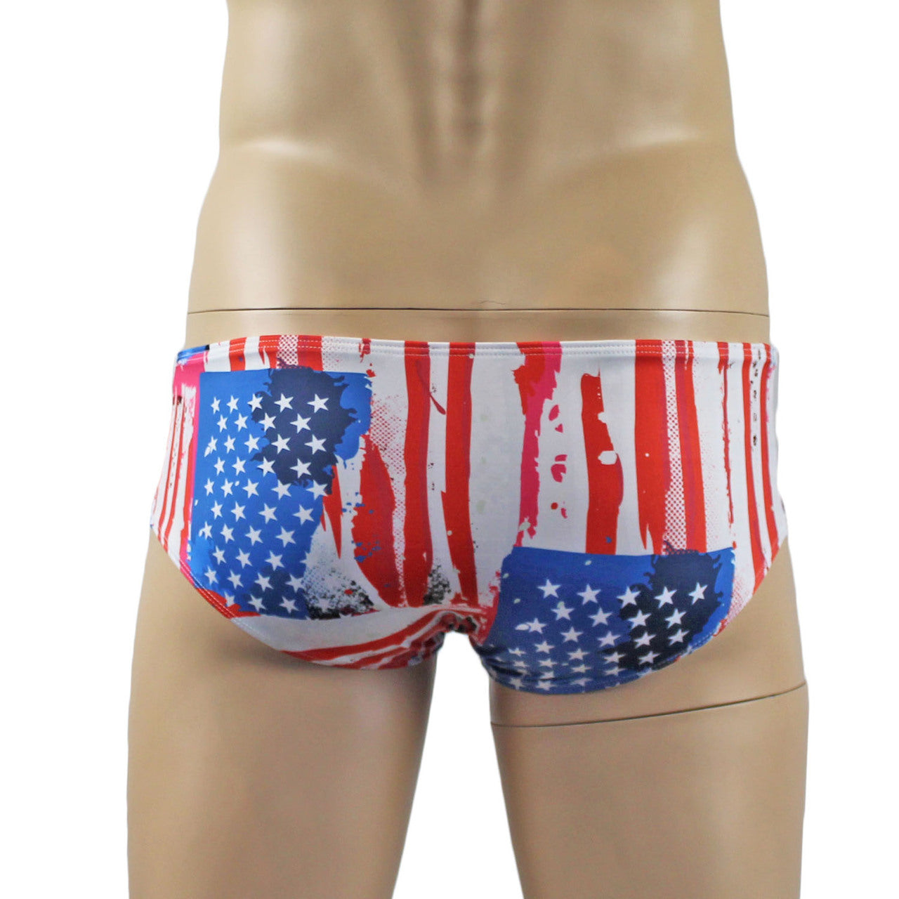 Mens US American Flag Mini Low Rise Boxer Brief Shorts