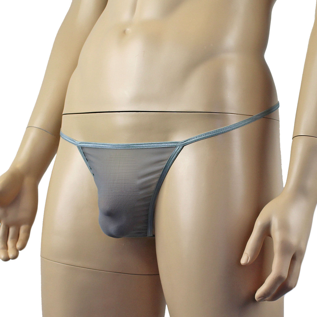 Mens Vicky See Through Sheer Mesh Pouch G string Grey