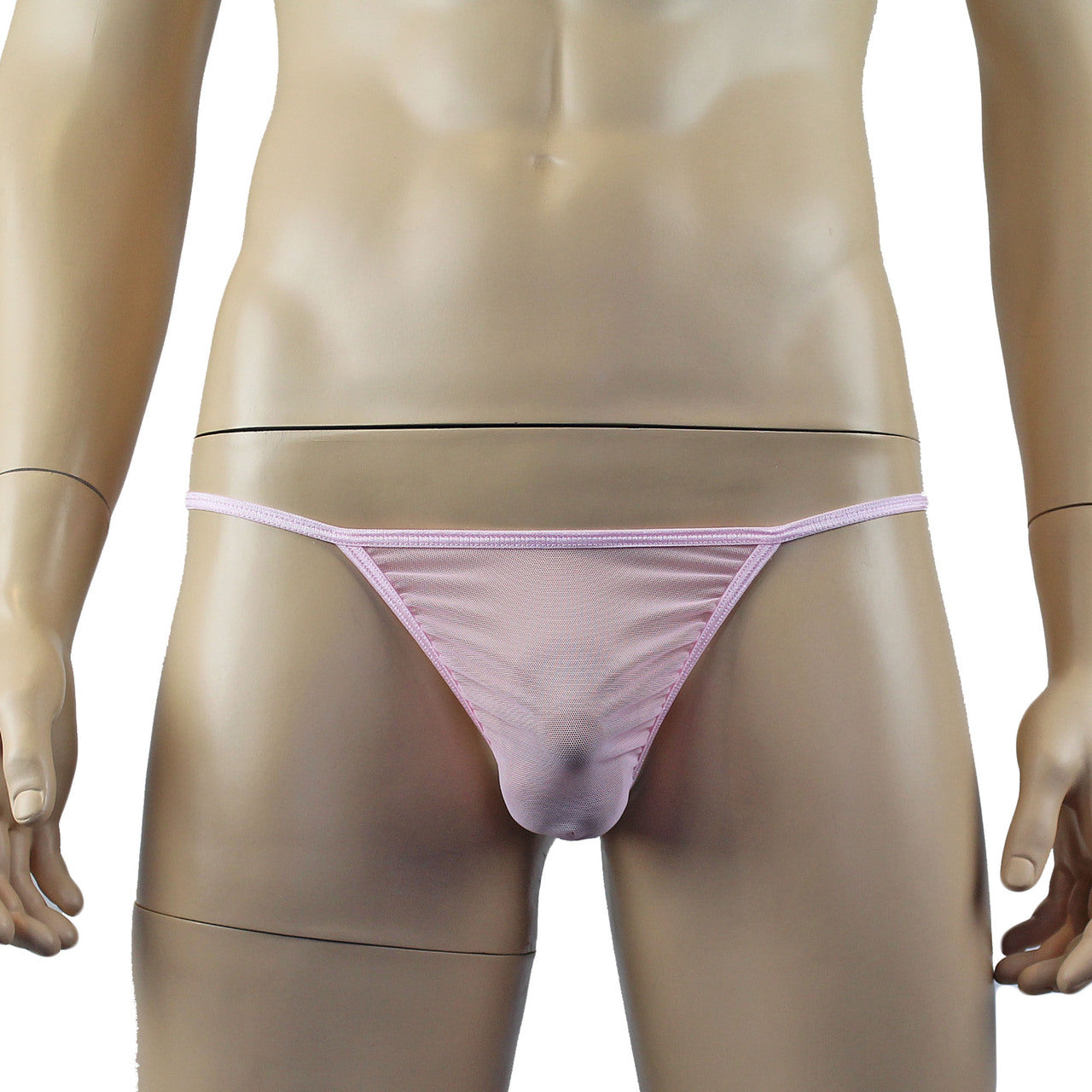 Mens Vicky See Through Sheer Mesh Pouch G string Light Pink