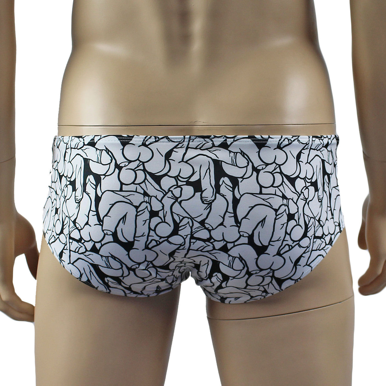 Male Willie Boxer Brief with Naughty Print Black and White