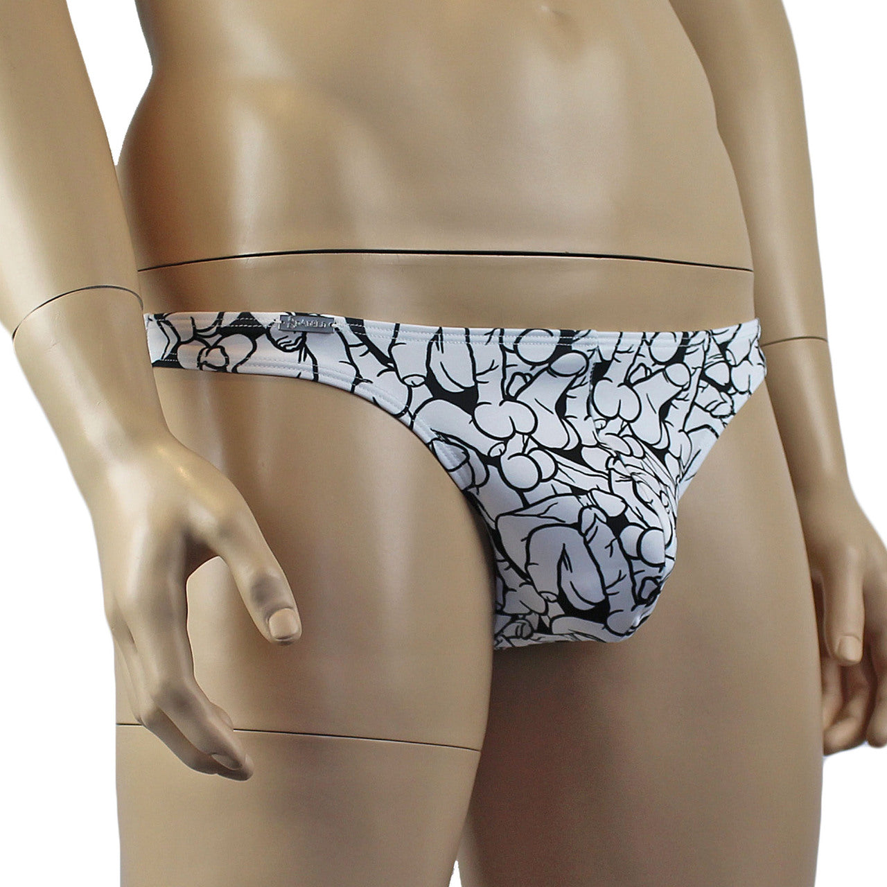 Male Willie Thong with Penis Print Black and White