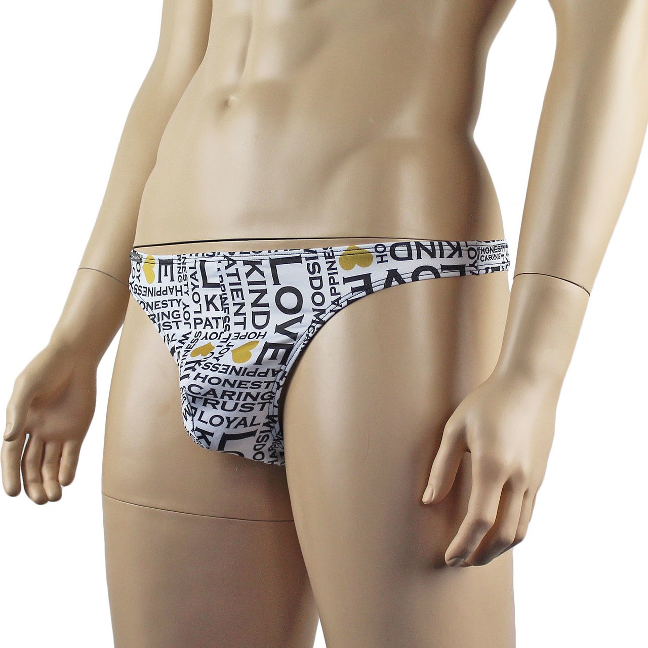 Mens Inspirational Love and Happiness Full Front Thong